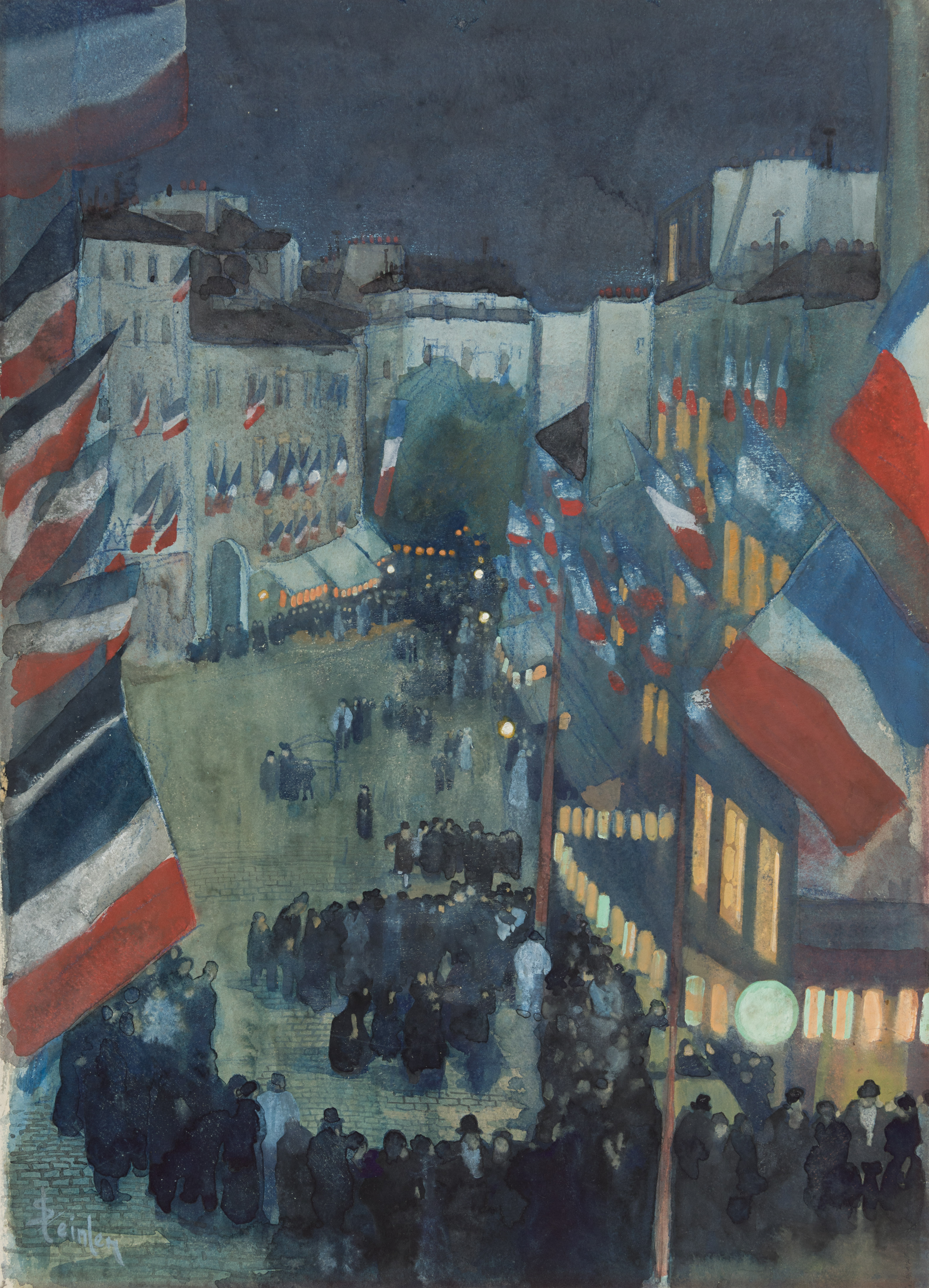 Figures in a Parisian Square at Night